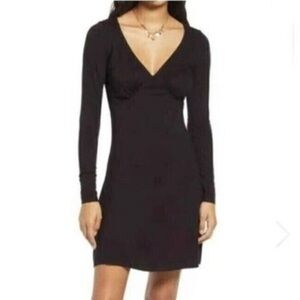 BP black dress SMALL knit long sleeve Black Flattering V neck Y2K